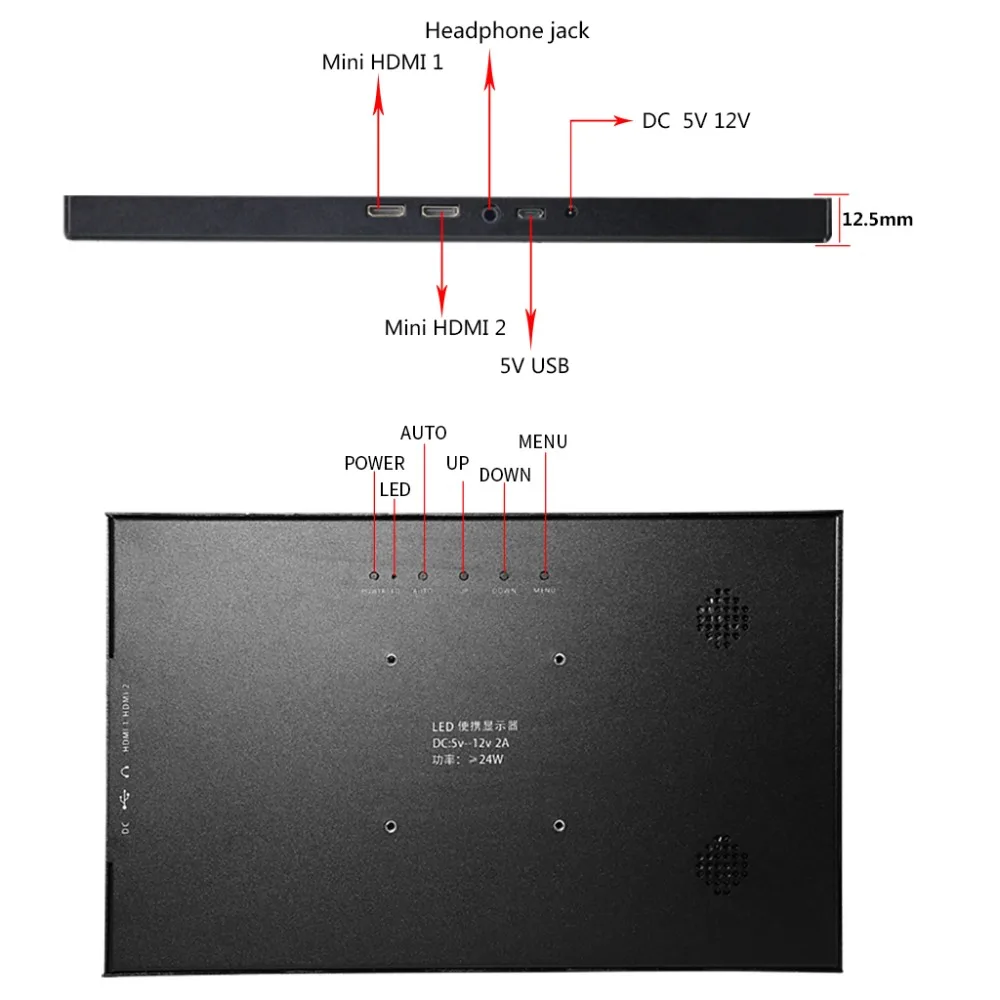 Портативный монитор 10 1 &quot2K 2560*1600 IPS для ПК ЖК дисплей компьютера с 2 Mini HDMI 5V USB PS4