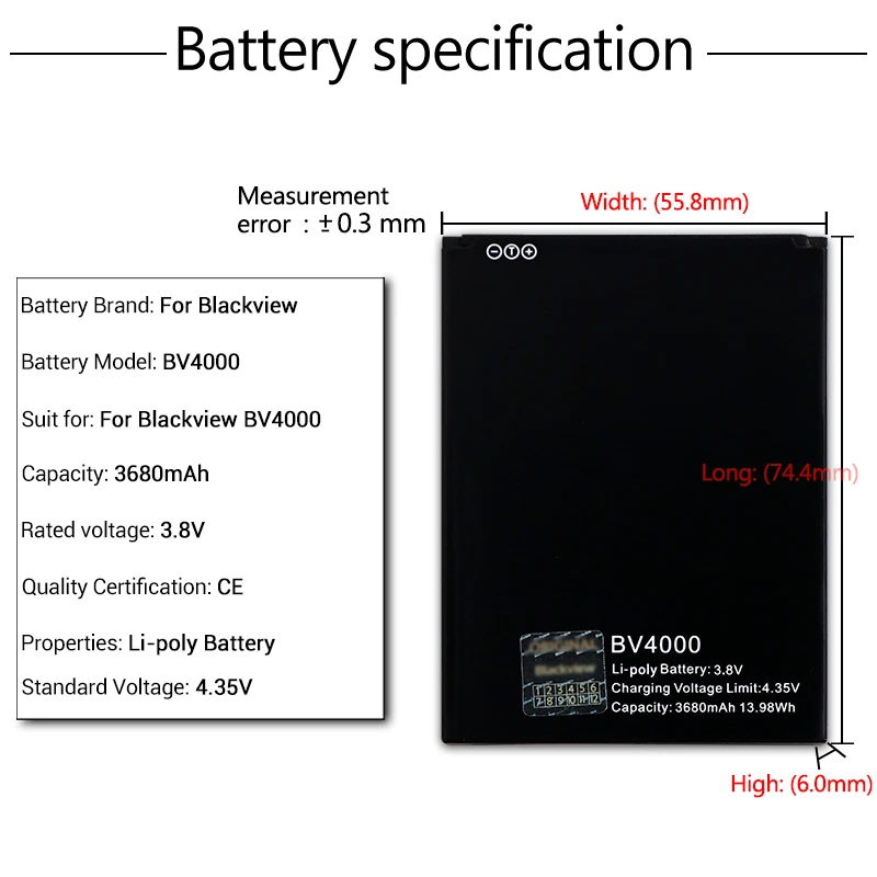 Аккумулятор DyGod 3680 мАч для Blackview BV4000 Сменный аккумулятор Pro батареи