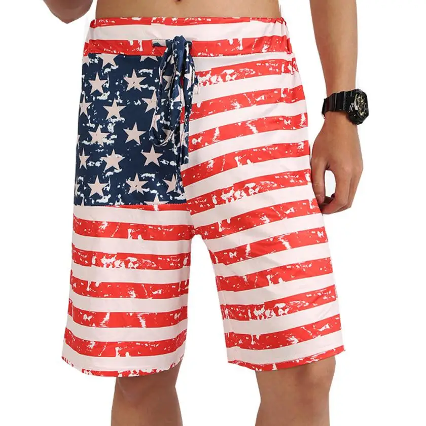 

Nice New Fashion Casual Men American Flag Drawstring Printed Star Shorts Trousers For Summer Pop Sale Pantalon Homme #AA