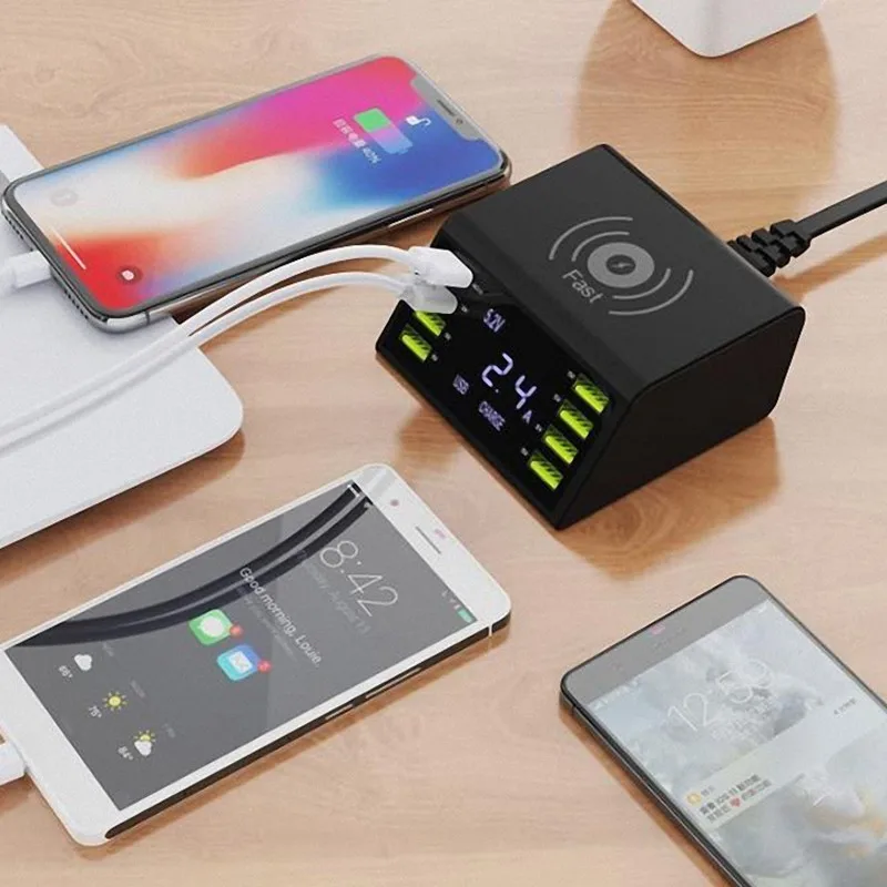 Беспроводное зарядное устройство 9 в 1 Qc 3 0 быстрая зарядка 8 Usb-портов зарядная
