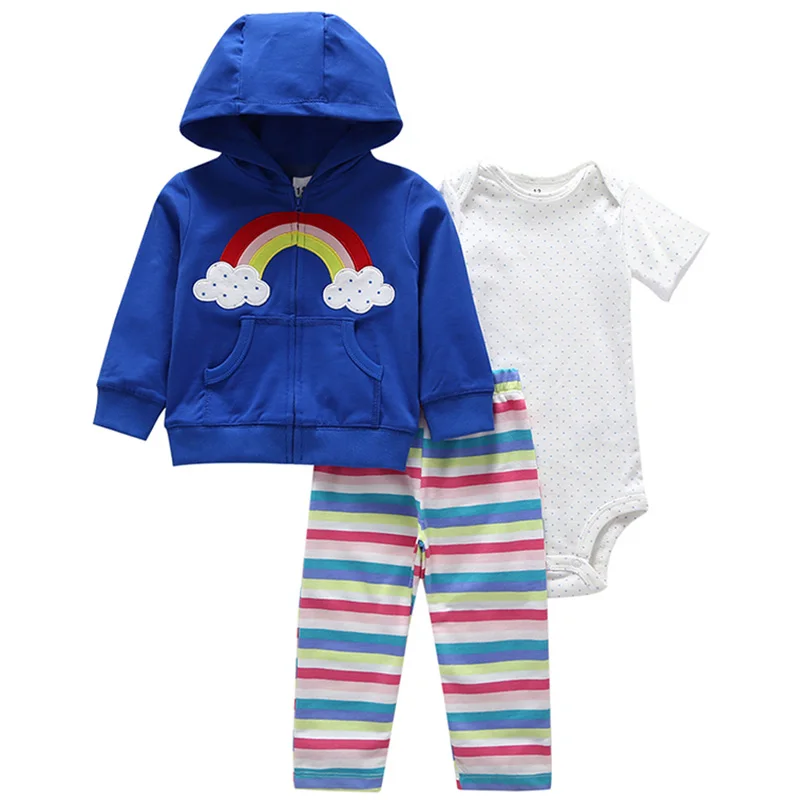 Бренд года, одежда для малышей Bebes, полосатая куртка+ боди+ штаны, осенне-зимние модные хлопковые комплекты одежды для новорожденных, новинка - Цвет: Многоцветный