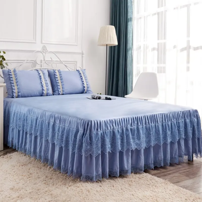 Юбка для кровати из полиэстера и хлопка 150/180/200x200 см удобное мягкое дышащее многоцветное покрывало для кровати