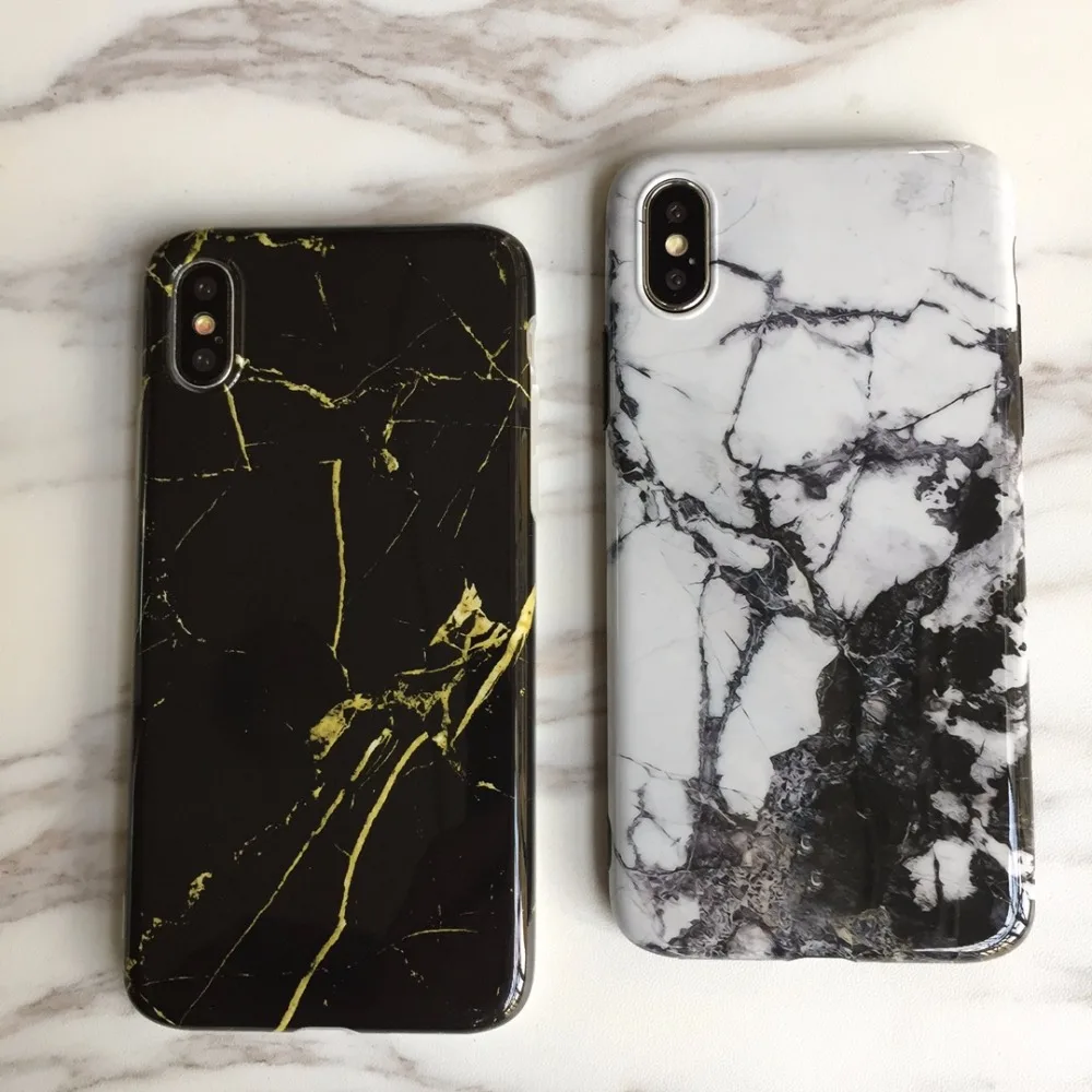 Kerzzil For iPhone X 7 6 6S 8 Case Glossy Marble Stone Pattern Soft Silicone Cases Plus Cover Capa |