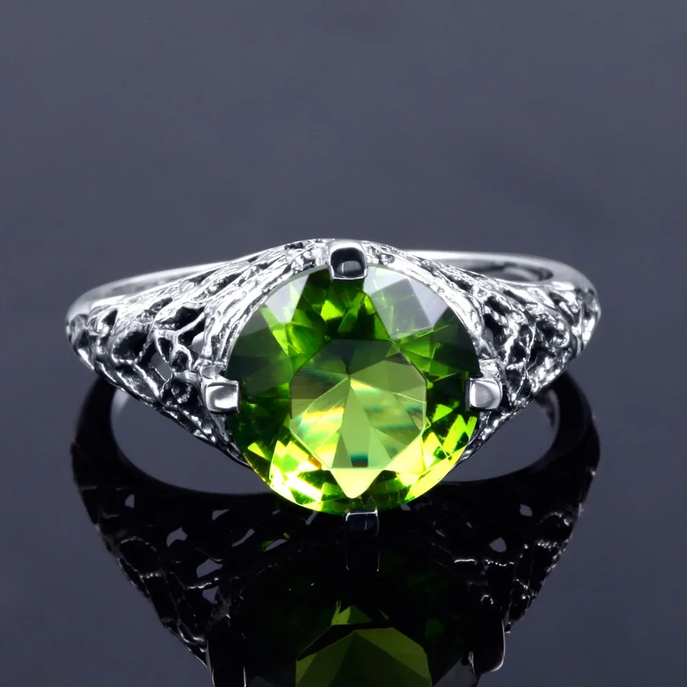 Женское кольцо из серебра 925 пробы КАМЕНЬ Перидот обручальное ювелирное изделие