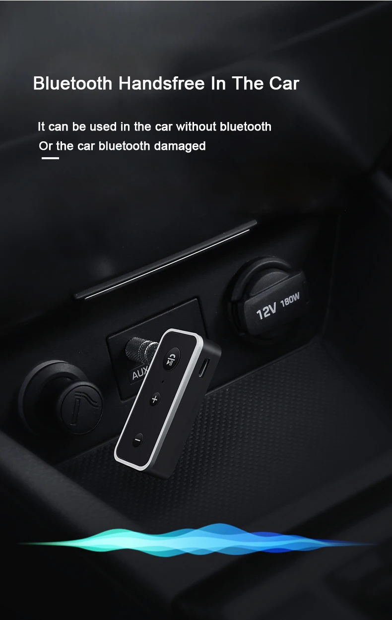 Приемник Bluetooth 5,0 3,5 мм AUX аудио Беспроводной адаптер для наушников Динамик музыка 3,5 Jack громкой связи с микрофоном 300 mAh