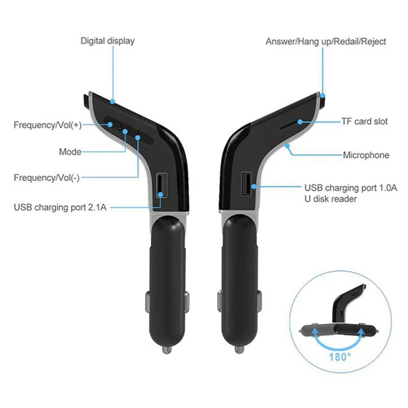 VicTsing Автомобильный Bluetooth Mp3 плеер fm передатчик красный экран музыкальный USB