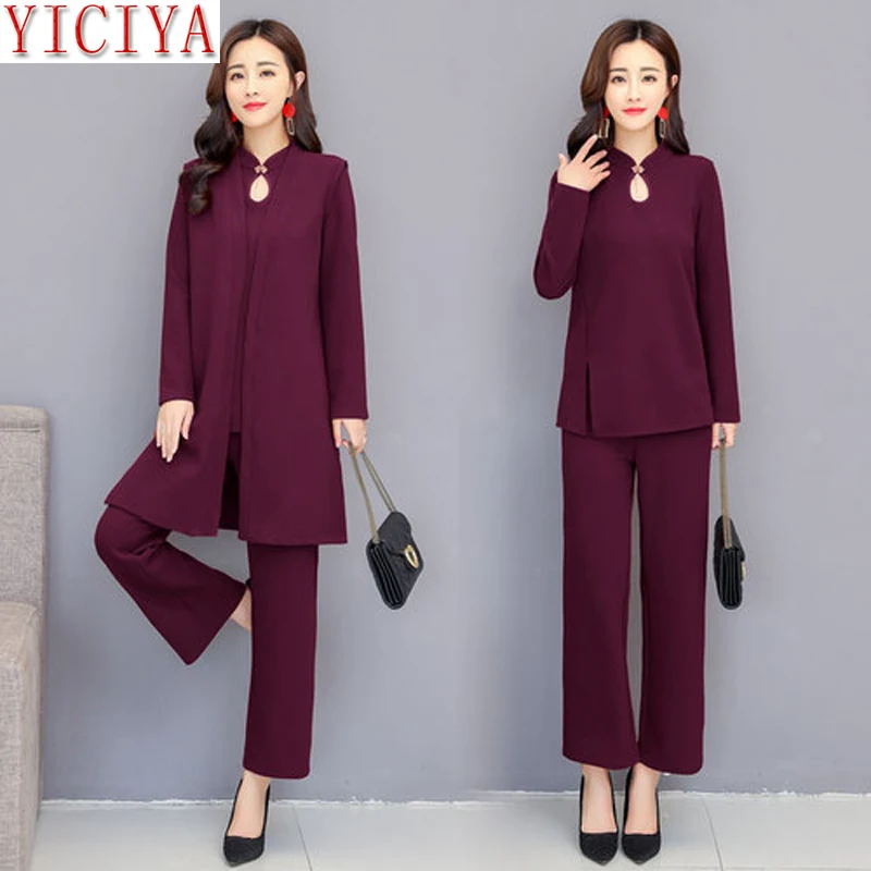 

YICIYA purple 3 piece suit women 2 piece set winter autumn outfits co-ord set pants suits and top clothes elegant plus size 5xl