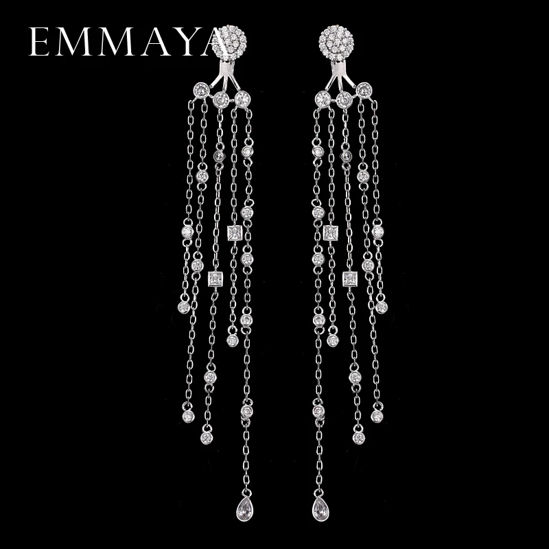 Новинка 2017 длинные серьги подвески EMMAYA с кристаллами циркония кисточками
