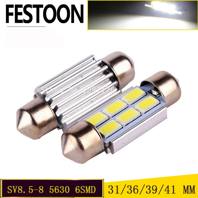 1 шт. гирлянда 31/36/39/41 мм 5630 5730 светодиодный 6 SMD Белая автомобильная лампа C5W 6418 SV8.5-8