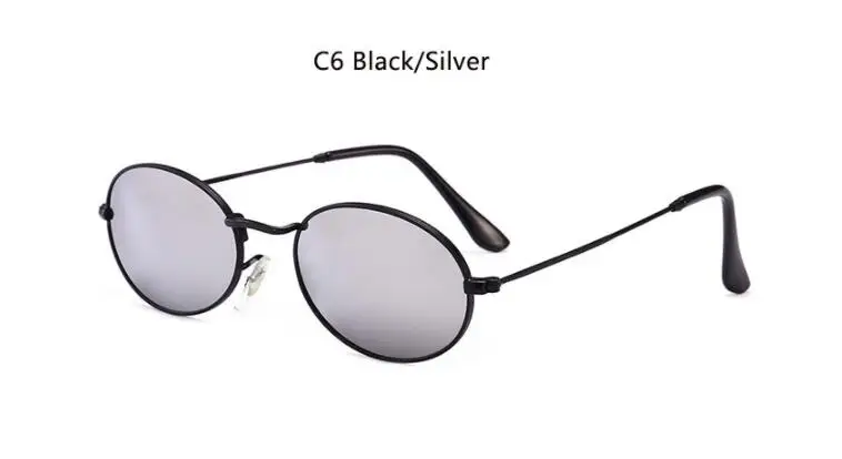 C6 black silver Классические винтажные Овальные Солнцезащитные очки женские/мужские роскошные 90s дизайнерские солнцезащитные очки Симпатичные хип хоп винтажные очки в ретро стиле - Цвет линз: C6 black silver