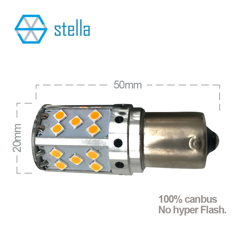 2 шт. 1156/BA15S/P21W 100% Canbus светодиодный лампа Янтарный для спереди или сзади указатель