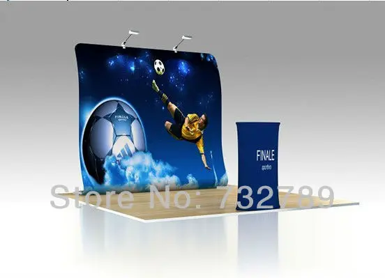 10 футов фон прямой формы торговой выставки стенд Натяжной тканевый баннер с 2