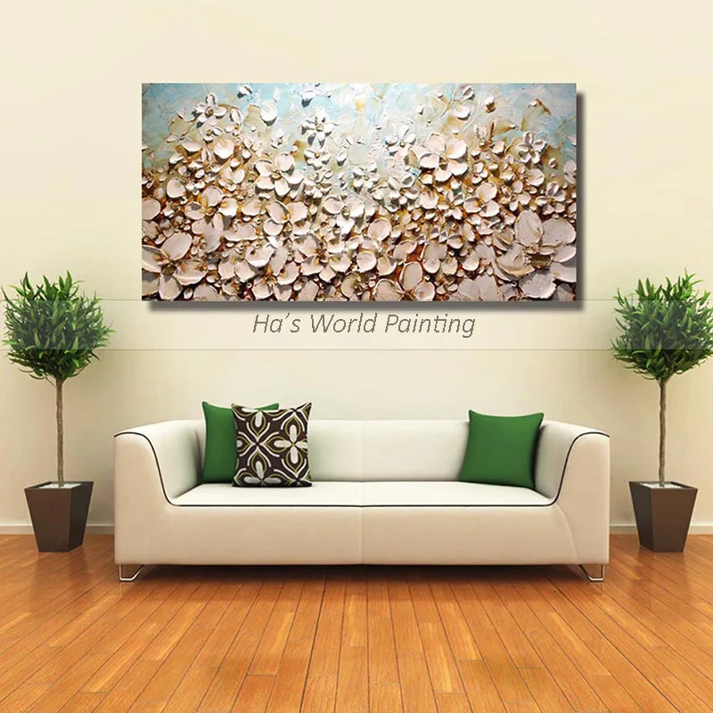 

Large 100% Handpainted Abstract Oil Painting on Canvas Handmade abstract knife flower oil Paintings For Living Room Wall Art