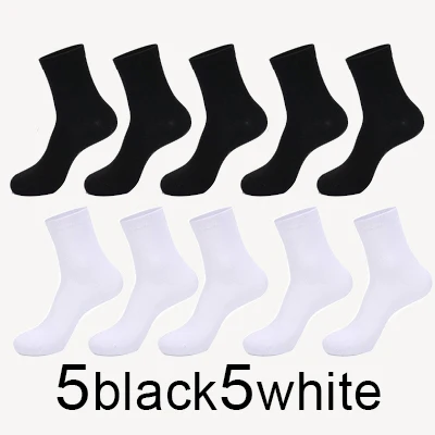 5black5white MWZHH/10 пар мужских Хлопковых Носков, мужские брендовые новые деловые носки для отдыха, мужские носки из 100 хлопка, Длинные Теплые черные носки на подарок - Цвет: 5black5white