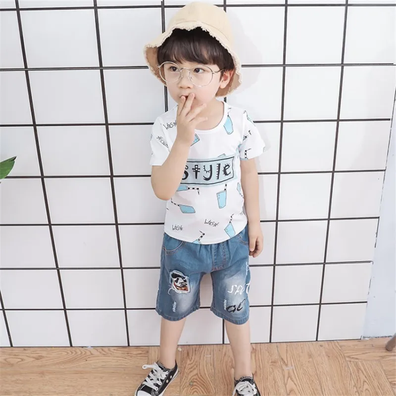 Brand kids clothing 2019 summer new boys clothes sets children cotton letter printing tees+short pants 2pcs tracksuits for 2-5Y | Детская