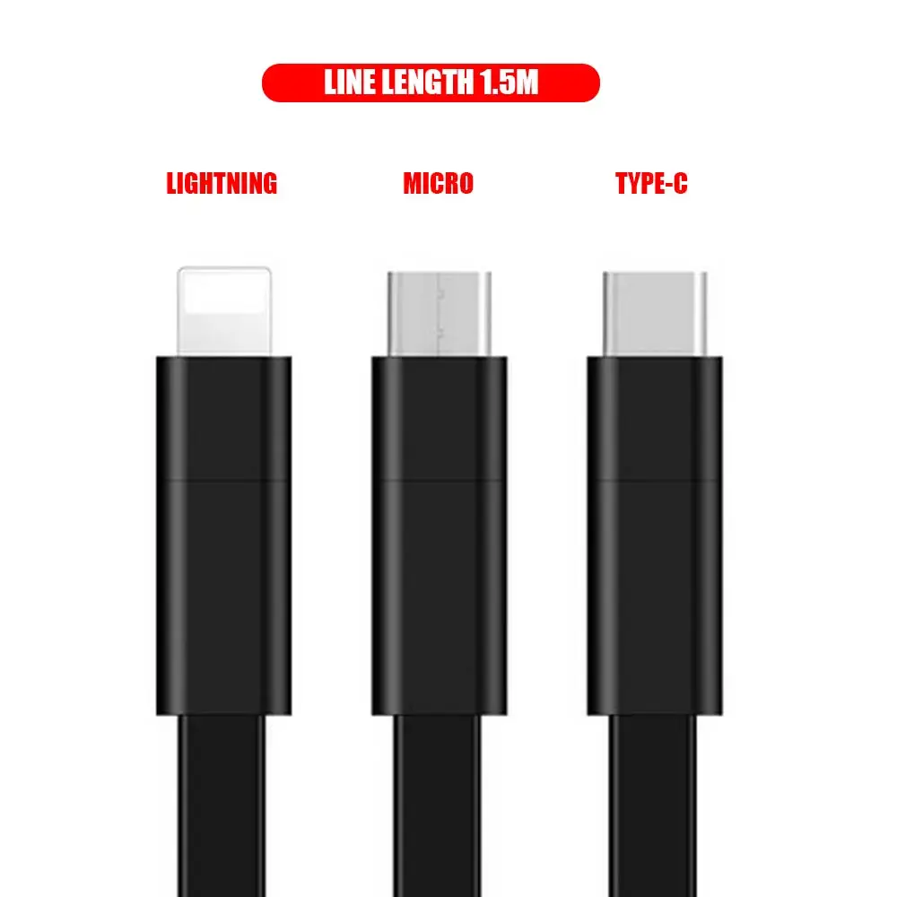 Восстанавливаемый зарядный дата кабель для iPhone/Micro USB/type C 1 5 m многоразовые