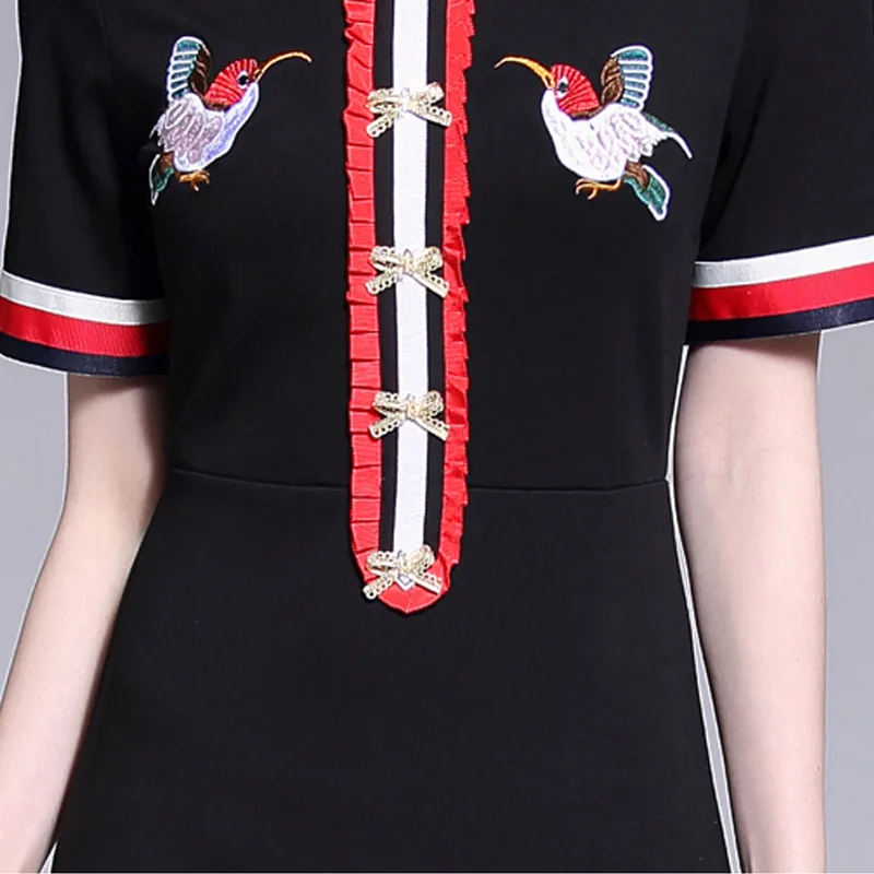 Повседневное женское черное платье 2019 летнее с короткими рукавами и лацканами на