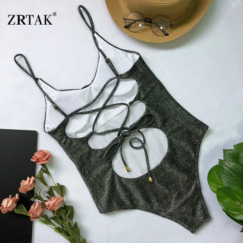 Zrtak Flash купальники с открытой спиной бандажный купальник Одноцветный женский 2018