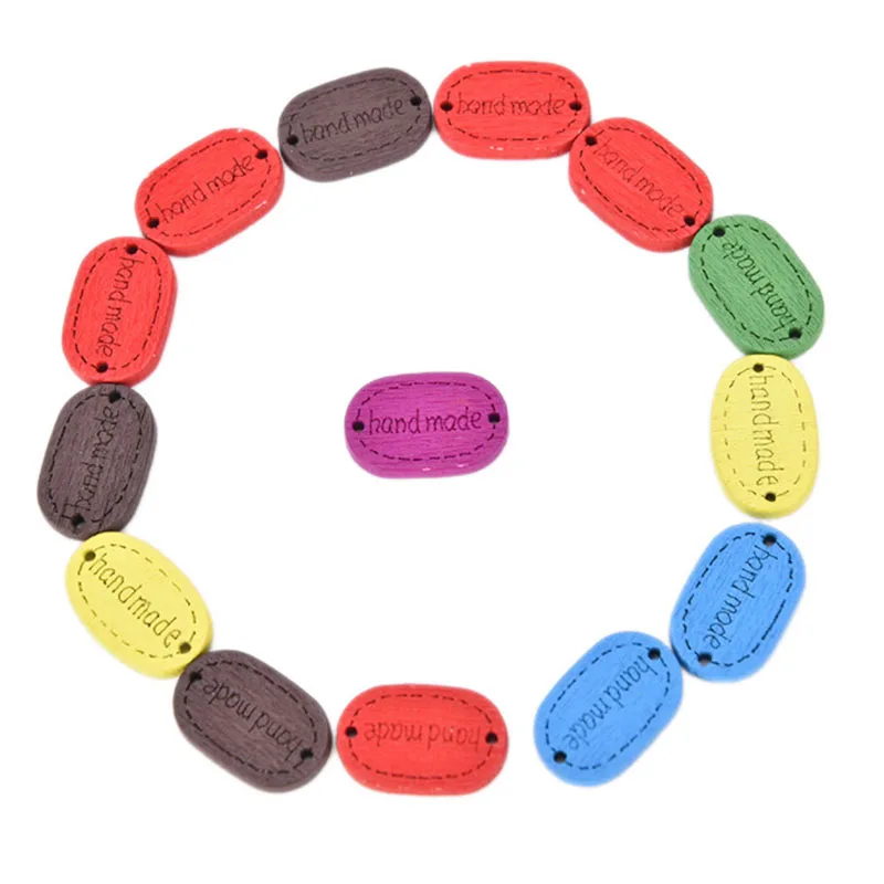 Красочные Случайные Смешанные шаблон ручной работы бренд 2 отверстия деревянные