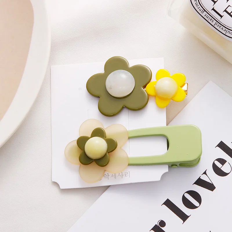 

2Pcs/Set New Women Girls Cute Colorful Acrylic Flower Alloy Hairpins Sweet Headband Hair Clips Barrettes Lovely Hair Accessories