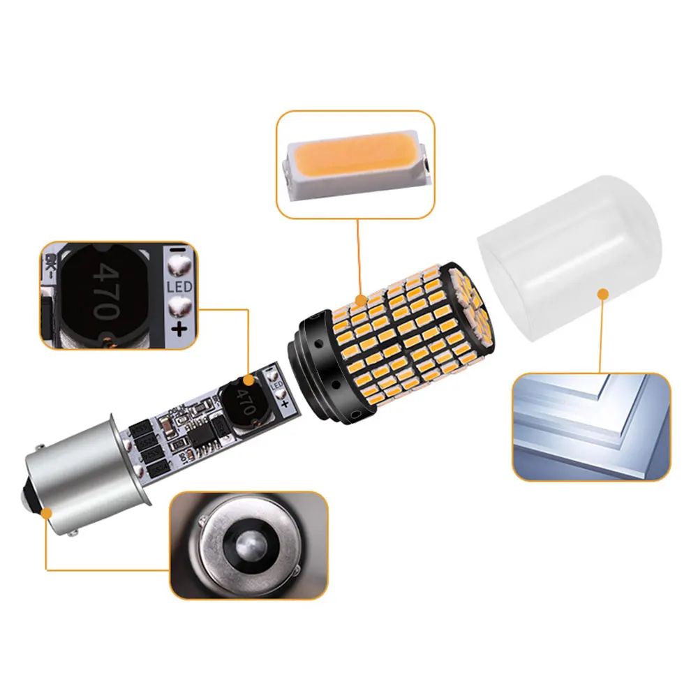 1 шт. T20 7440 W21W светодиодный лампы 3014 144smd CanBus без ошибок 1156 BA15S P21W BAU15S PY21W светильник
