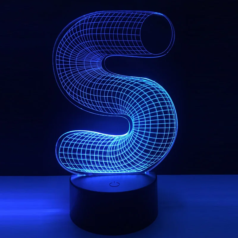 Уникальный 3D Алфавит буквы S RGB градиентный светодиодный ночник для сна USB