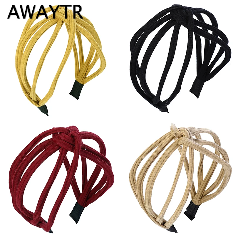AWAYTR, новинка, широкая повязка для волос для женщин, повязка на голову, выдалбливает, обруч для волос, корейская мода, бант, повязка на голову, Осень-зима, аксессуары для волос