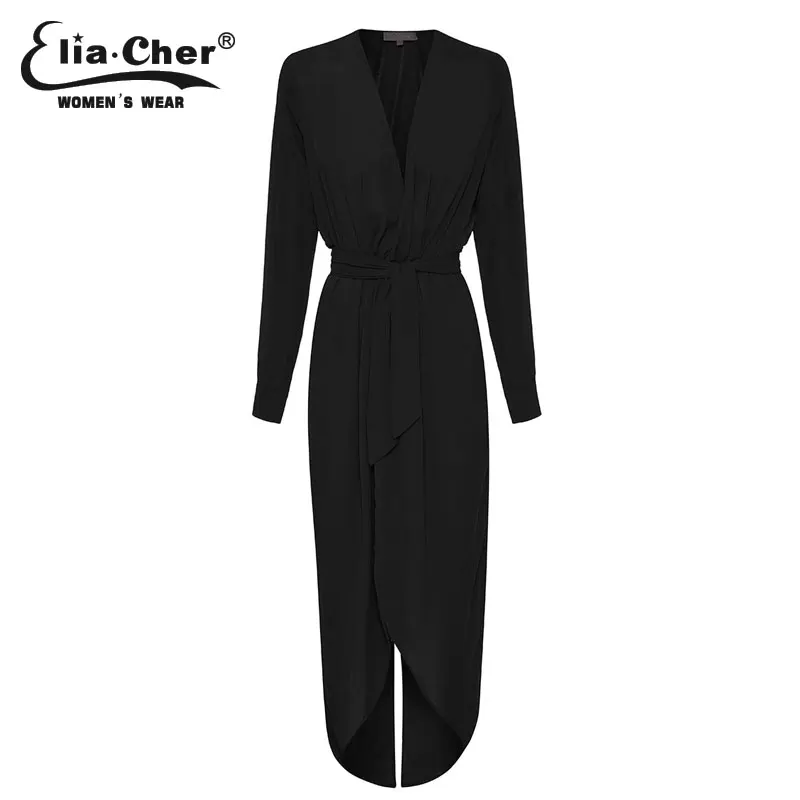 Women Maxi Dress Winter Shirt Dresses Eliacher Brand Plus Size Clothing Chic Black Long Party vestidos|maxi chiffon dress|dress summershirt dress |