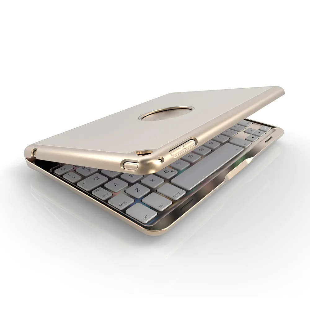 Алюминиевая клавиатура с подсветкой 7 цветов Bluetooth умный чехол книжка для iPad mini 4