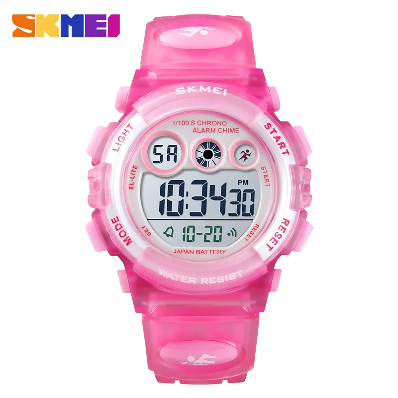 pink Children Watch SKMEI Брендовые спортивные детские часы Роскошные Электронные часы для детей Подарки для мальчиков и девочек водонепроницаемый светодиодный цифровые часы для детей - Цвет: pink Children Watch