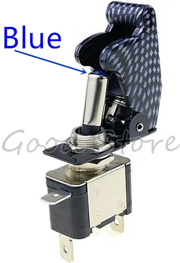 LED blue Carbon cap Авто автомобиль Лодка Грузовик с подсветкой светодиодный тумблер с безопасности самолета Флип-крышка охранника Красный Синий Зеленый Желтый Белый 12V20A - Цвет: LED blue Carbon cap