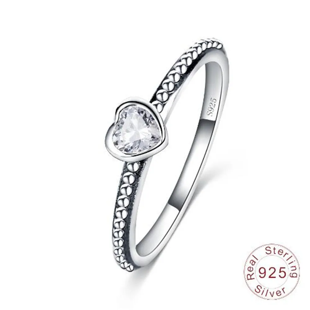 New Tredny 925 Sterling Silver Rings for Women Romantic Heart Finger Ring Wedding Jewelry anillos mujer | Украшения и аксессуары