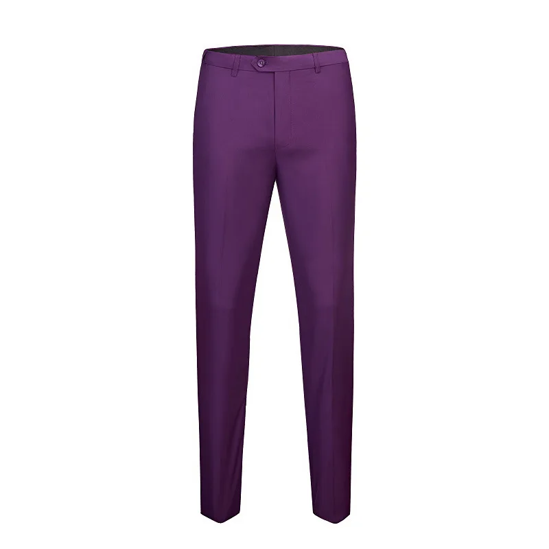 purple PYJTRL Для мужчин s Однотонная одежда Бизнес оккупации Slim Fit платье офисные брюки мужская одежда брюки для официального костюма Повседневное для Для мужчин - Цвет: purple