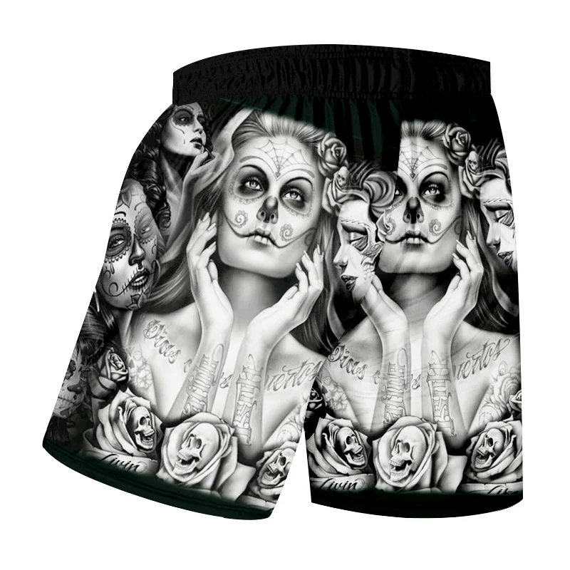 Шорты боксеры UJWI мужские с принтом модные повседневные штаны 3D черепа фонариком