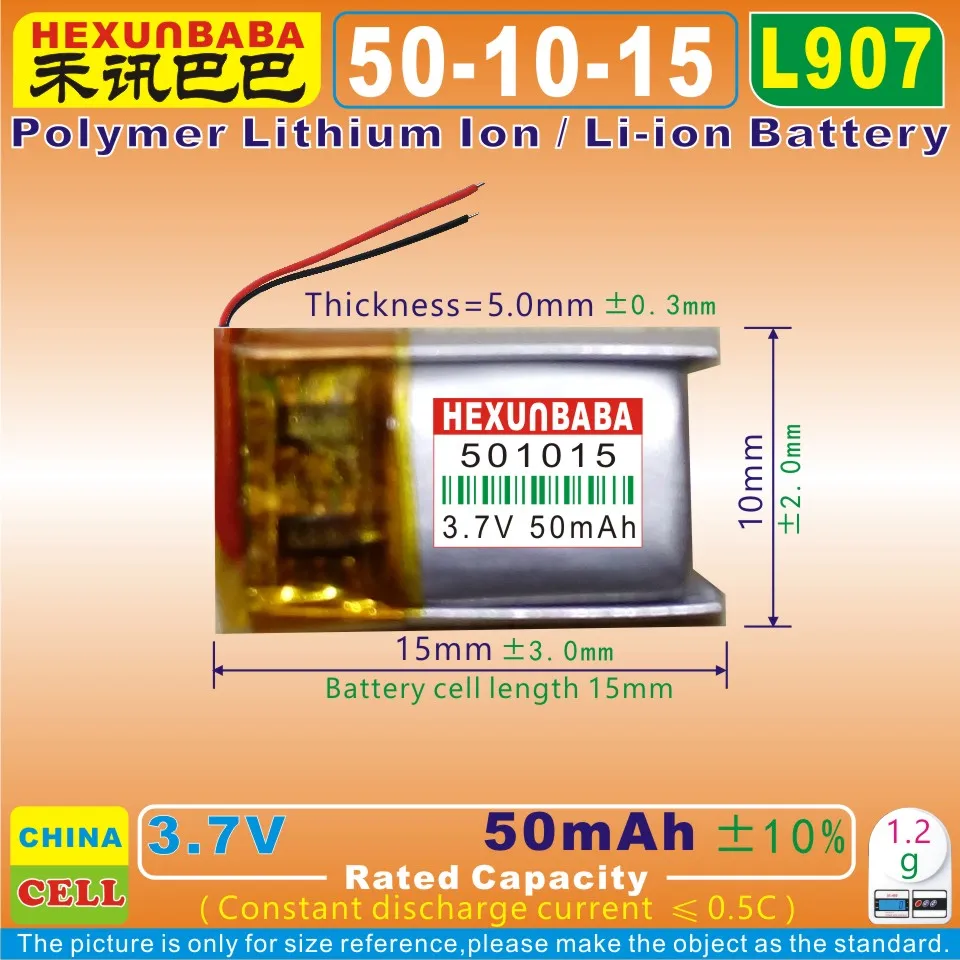 10 шт [L907] 3 7 V 50 mAh [501015] полимер литий ионный/литий ионный аккумулятор для BLUETOOTH