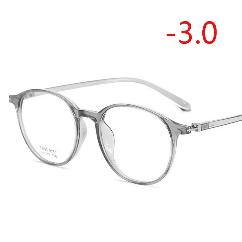 Myopia 300 TR90 прозрачные круглые близорукие очки для женщин 1,56 асферические линзы очки по рецепту для мужчин диоптрий 0-0,5-1,0 до-4,0 - Цвет оправы: Myopia 300
