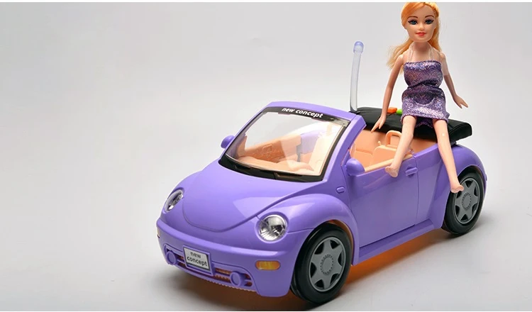 1 шт. Volkswagen Beetle Diecasts& Toy Vehicles светлая звуковая музыкальная модель автомобиля с куклой детские подарки для девочек коллекционные игрушки - Цвет: Фиолетовый