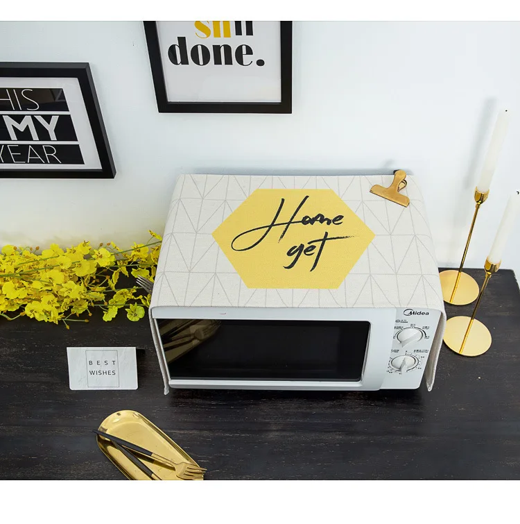 Simple Yellow Microwave Oven Cover Rectangular Kitchen Oilproof 040 y | Дом и сад