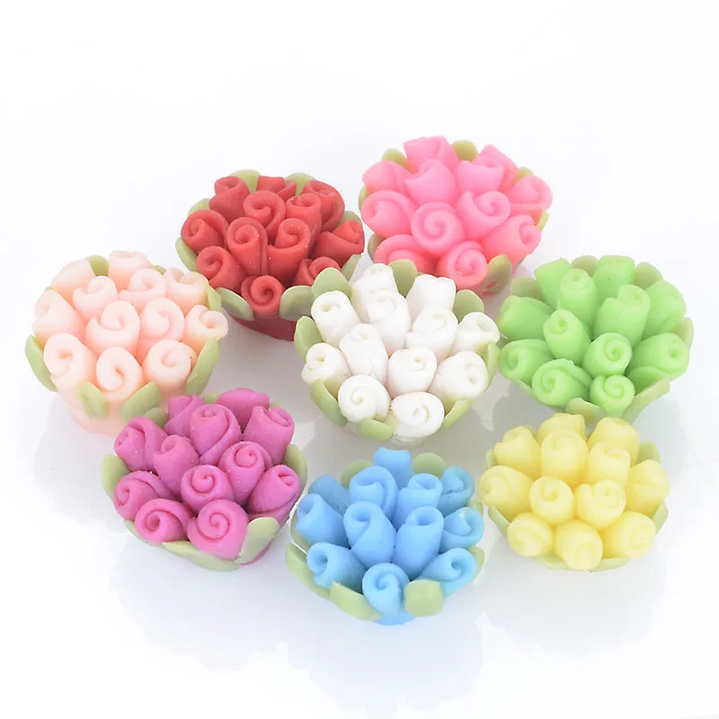 

High quality handmade polymer clay flower,10x17mm caly flower,assorted polymer clay flower beads for diy jewelry supplies