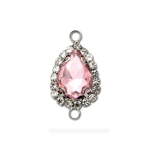 Pink 10 шт. Серебряная основа горный хрусталь кристалл браслет серьги соединитель конец застежка Подвески Подвеска для ожерелья DIY ювелирных изделий Z506 - Цвет: Pink