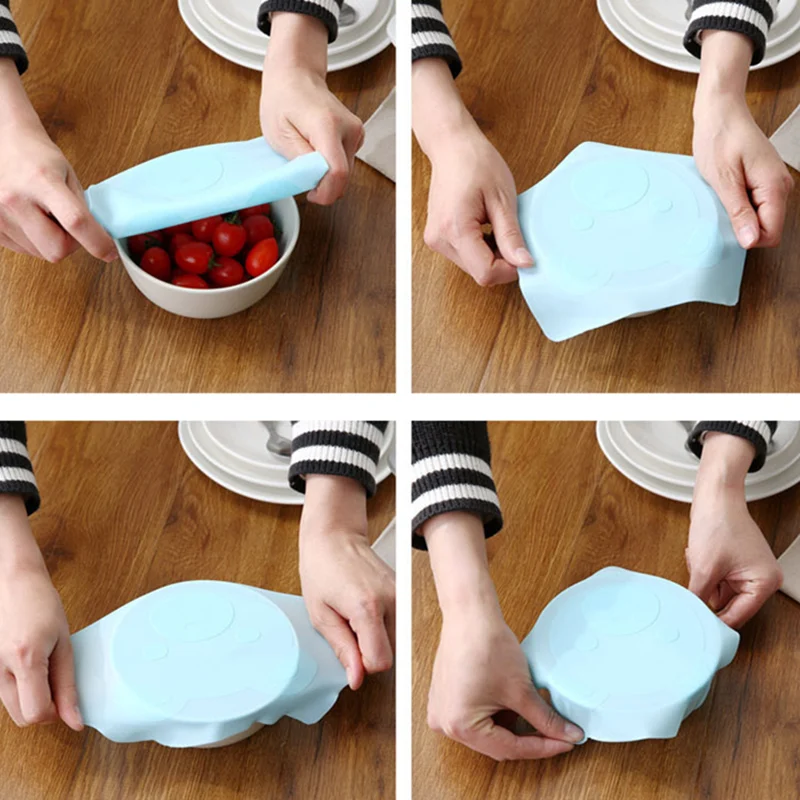 Practical Cute Multi-Functional Reusable Silicone Refrigerator Food Storage Cover Saran Wrap Cling Film Kitchen Tools 5ZCF319 | Дом и сад