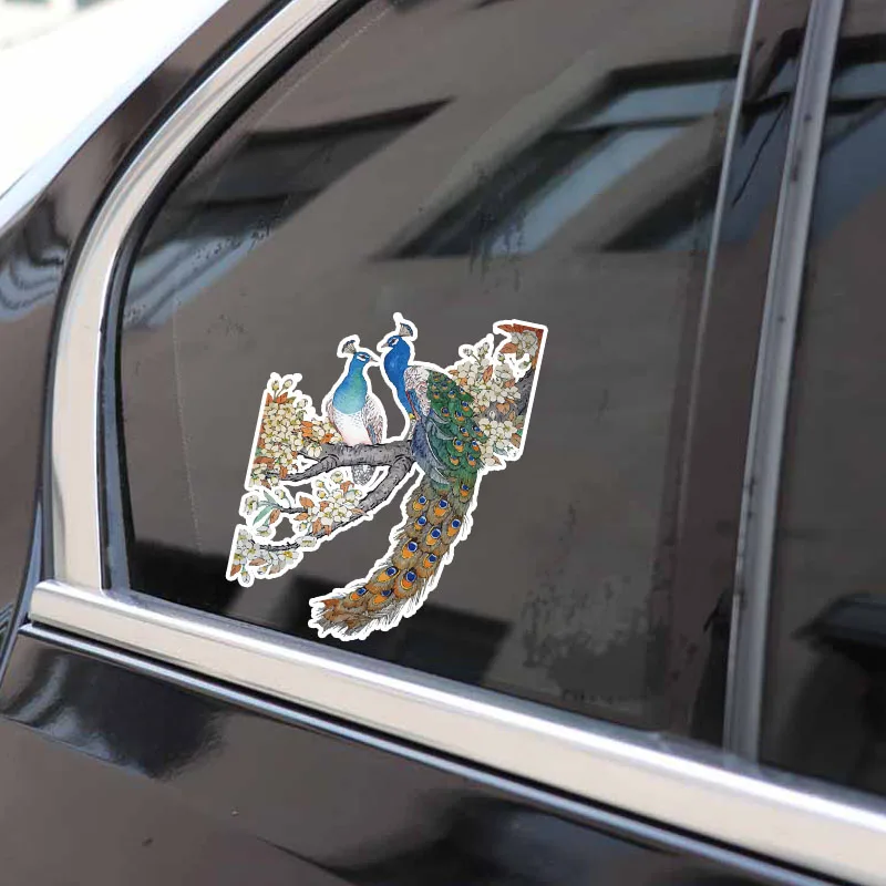 

YJZT 12.1*16.2CM Mysterious Peacock Decor Decal PVC High Quality Car Sticker Colored 11A0059