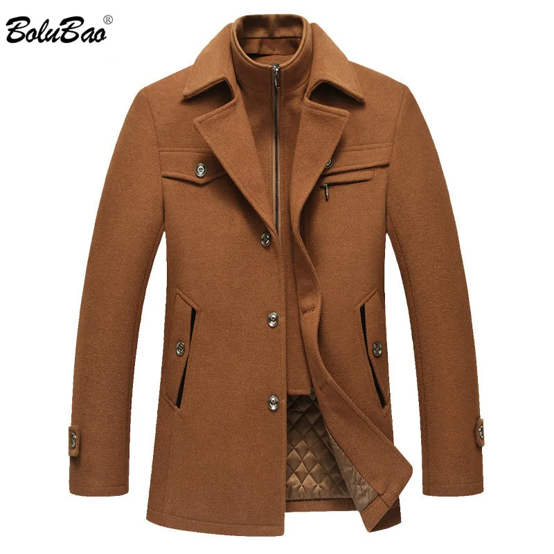 

BOLUBAO Winter Brand Men Wool Blends Coats New High Quality Casual Men's Wool Coat Tops Simple Luxurious Wool Blends Coat Male