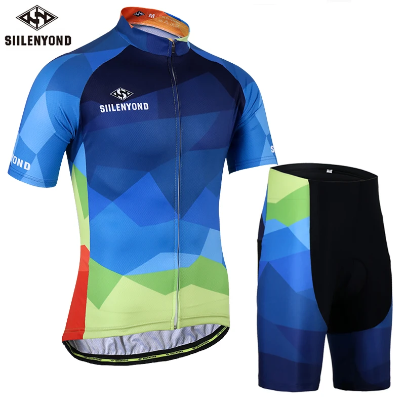 Cycling Set Siilenyond Лето анти-УФ Велоспорт Джерси Набор Горный велосипед Велоспорт Спортивная одежда Мужской MTB велосипед Велоспорт одежда костюм - Цвет: Cycling Set