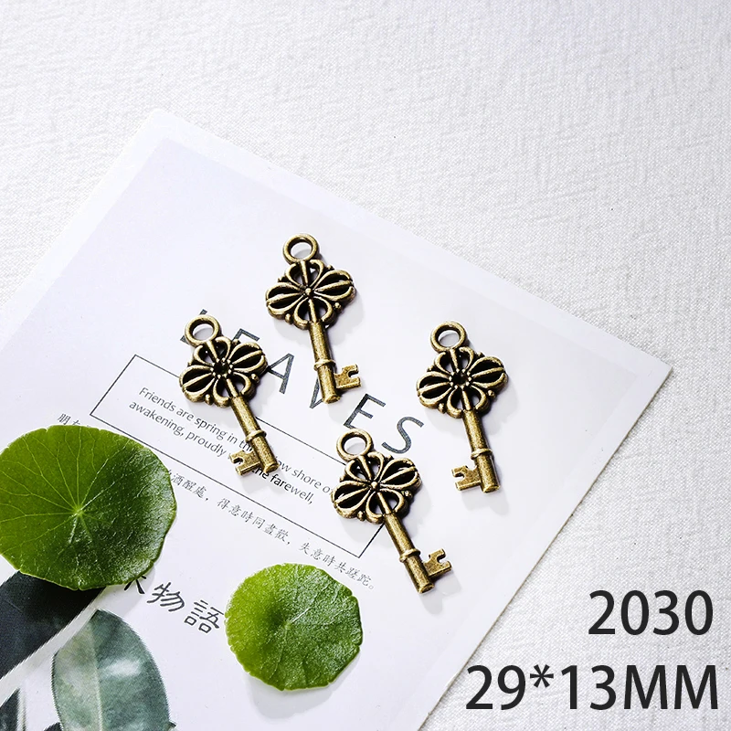

29*13mm 10pcs Double-Sided Key Alloy Pendant For Diy Jewelry Making 2 Colors Antique Silver Antique Bronze No.2030