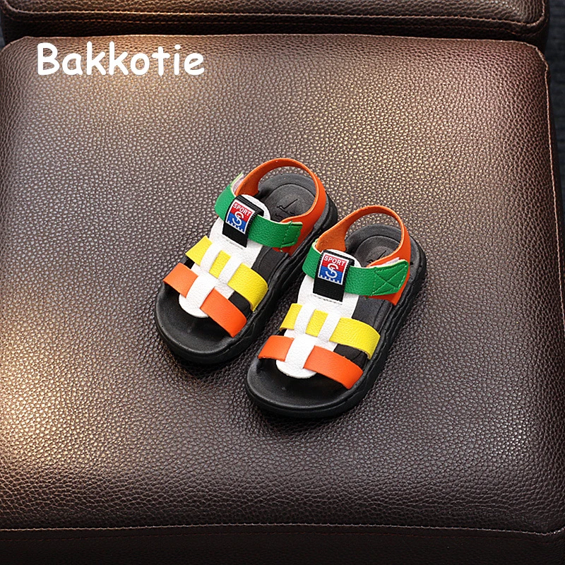 Bakkotie 2018 Новая мода лето для маленьких мальчиков синие пляжные сандалии Детская
