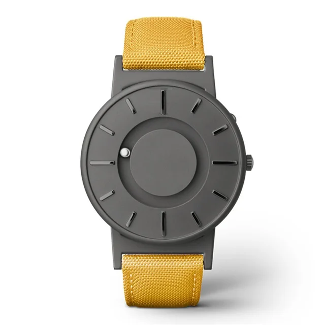 Grey Yellow Nylon Новинка, стильные мужские часы EUTOUR с магнитным шариком, новые наручные часы, мужские часы с нейлоновым ремешком, кварцевые часы, модные erkek kol saati - Цвет: Grey Yellow Nylon
