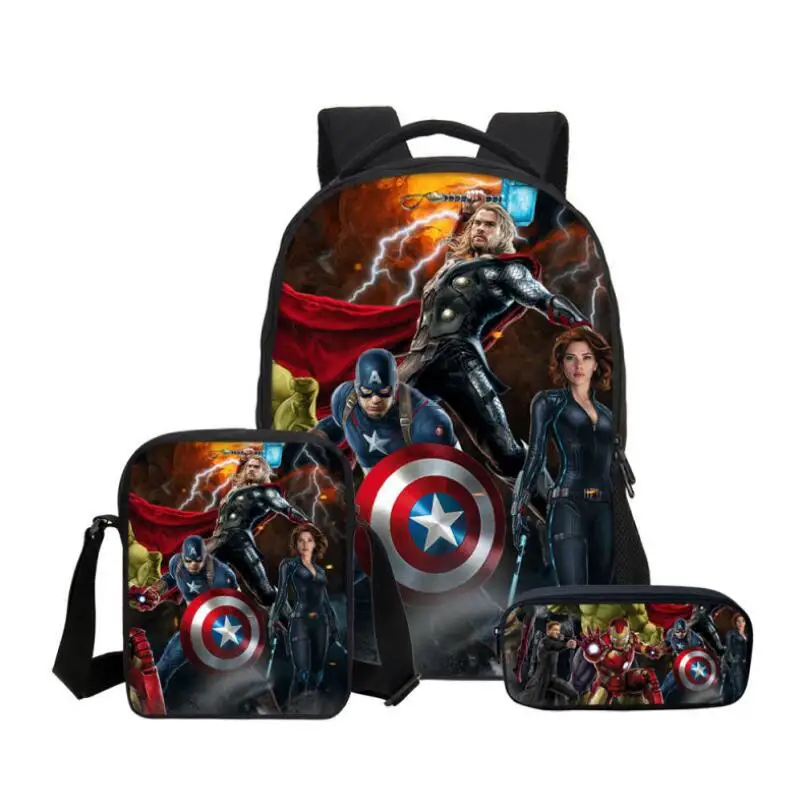 Новинка 3 шт./компл. рюкзаки для мальчиков и девочек Книжная сумка Marvel Avengers Hero Captain