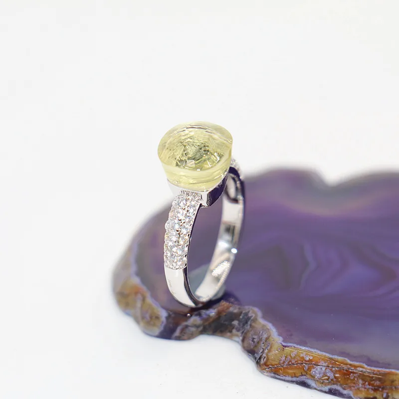 

2016 Fashion Summer Style Jewelry Of Yellow Crystal With White Zircon 18K White Gold Plated Ring For Best Festival Gift