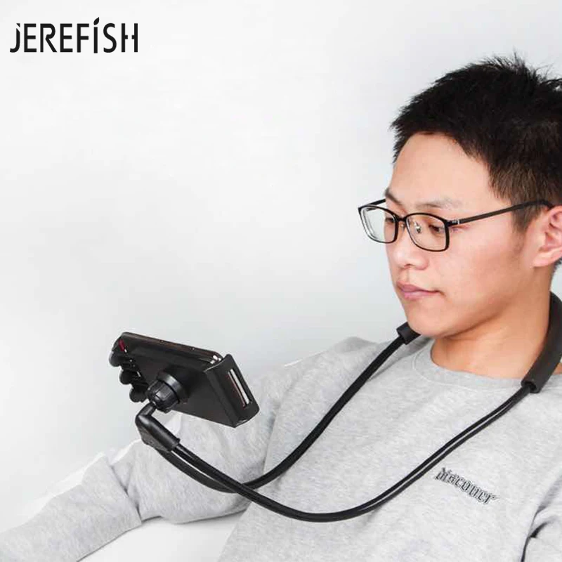 JEREFISH ленивый кронштейн Универсальный гибкий ленивый висит на шее смартфон для селфи держатель 360 Поворот настольная подставка для iPhone Pad samsung
